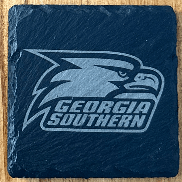 black slate coaster with the georgia southern logo