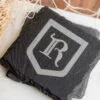 Elegant Custom Etched Black Slate Coasters
