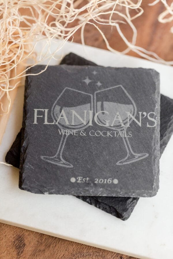 Elegant Custom Etched Black Slate Coasters - Image 4